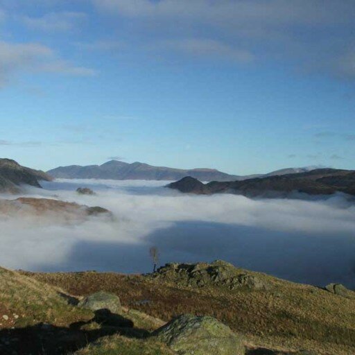 A cloud inversion over Borrowdale from Thorneythwaite Fell on the Glaramara ridge