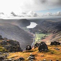 Wasdale and Wastwater from near the Westmorland Cairn on Great Gable