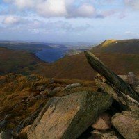 The summit of Steel Knotts with Ullswater beyond