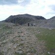 Crossing Ill Crag with Scafell Pike behind