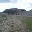 Crossing Ill Crag with Scafell Pike behind